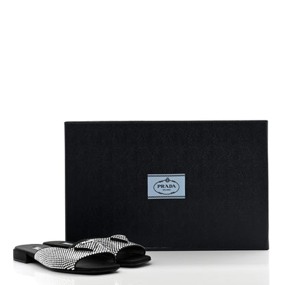 Prada Satin Crystal Logo 10mm Slide Sandals 39 Black 8 of 8