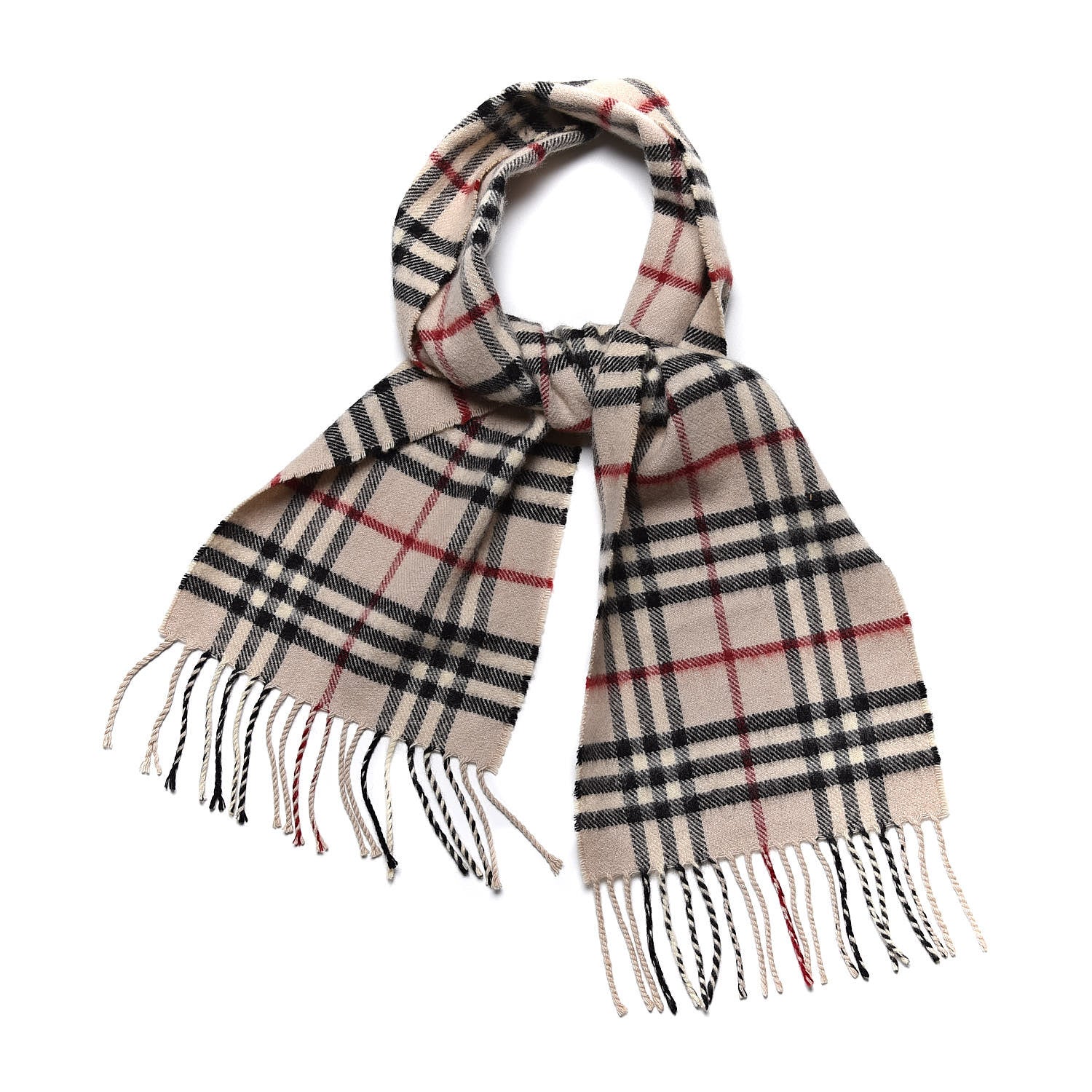 Burberry Lambswool Check Fringe Scarf Camel 1 of 4