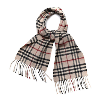 Burberry Lambswool Check Fringe Scarf Camel 1 of 4