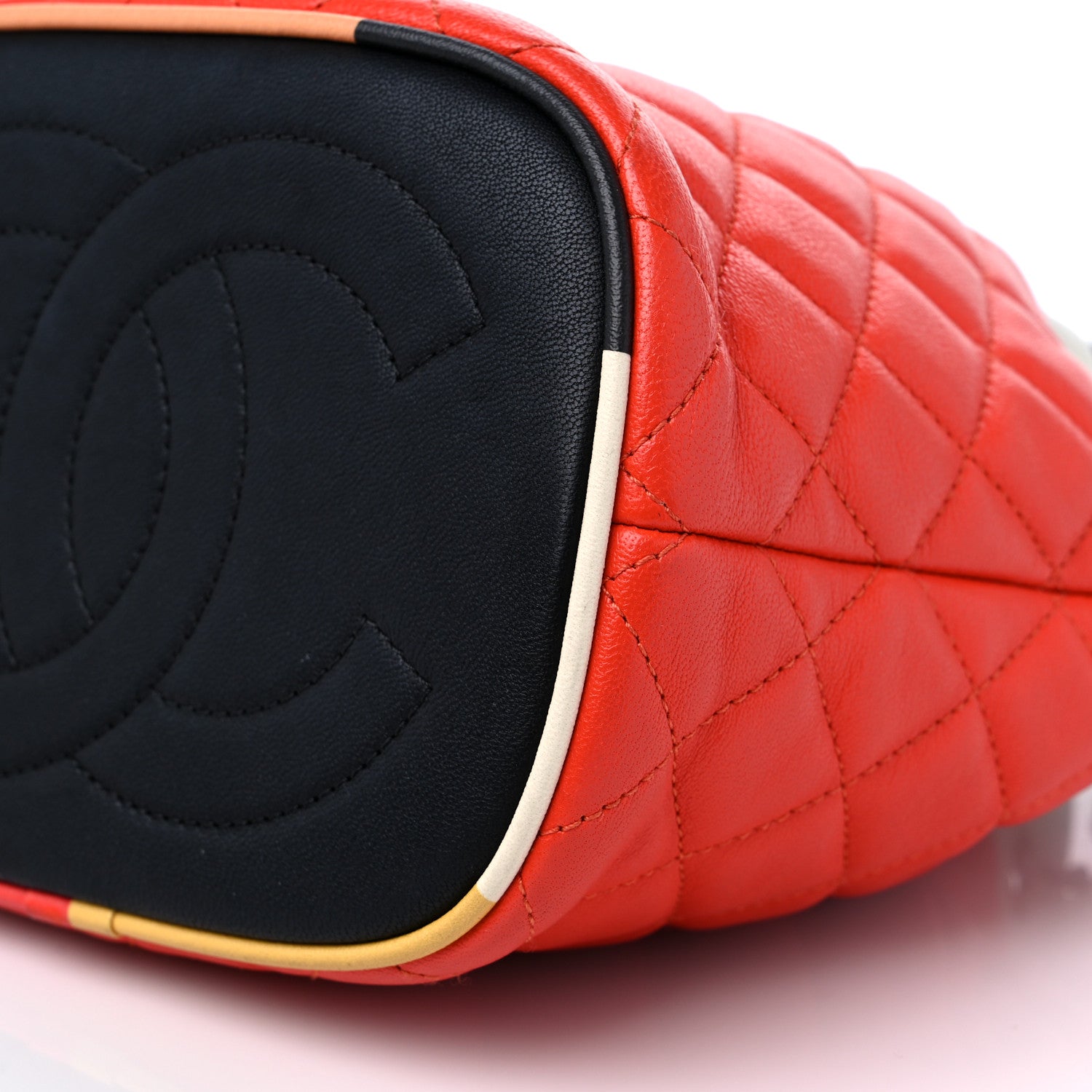 Chanel Lambskin Quilted Cuba Drawstring Tote Red White Blue 9 of 11