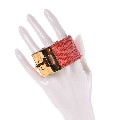 Hermes Lizard Kelly Dog Cuff Bougainvillea 2 of 7