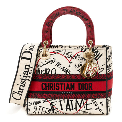Christian Dior Canvas Medium DiorAmour Graffiti Lady D-Lite Latte 1 of 12