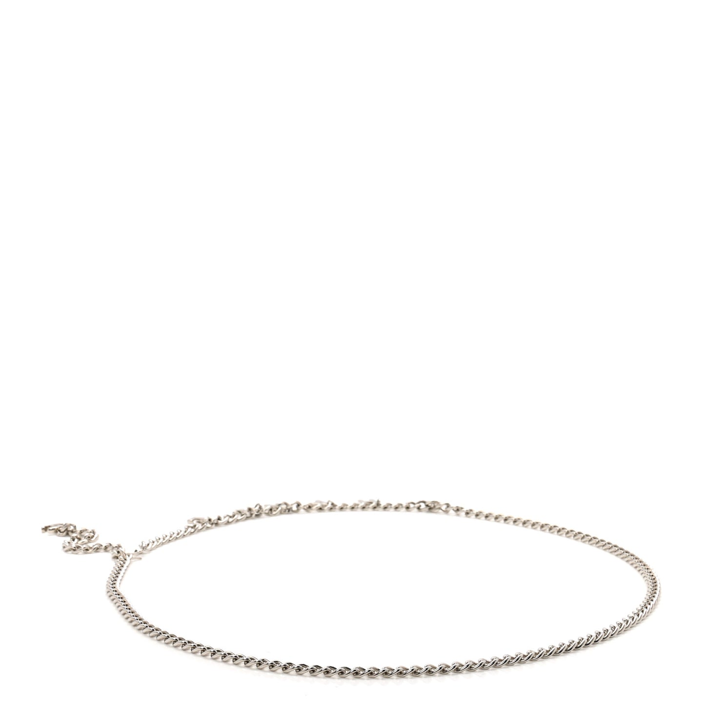 Metal CC Chain Logo Belt Silver