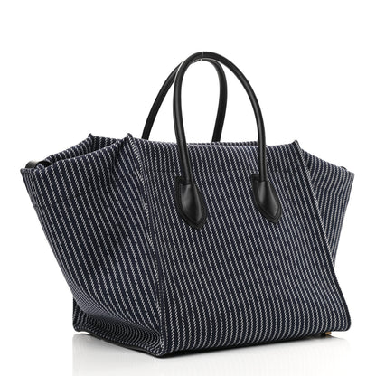 Celine Cotton Canvas Striped Medium Phantom Luggage Navy White 3 of 12