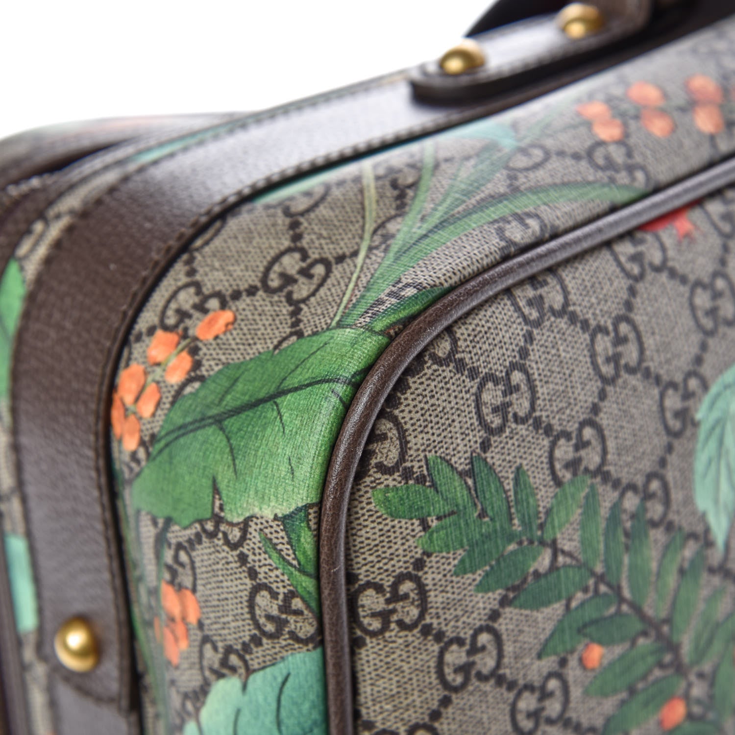 Gucci GG Supreme Monogram Tian Web Suitcase Beige Multicolor New Acero 15 of 15