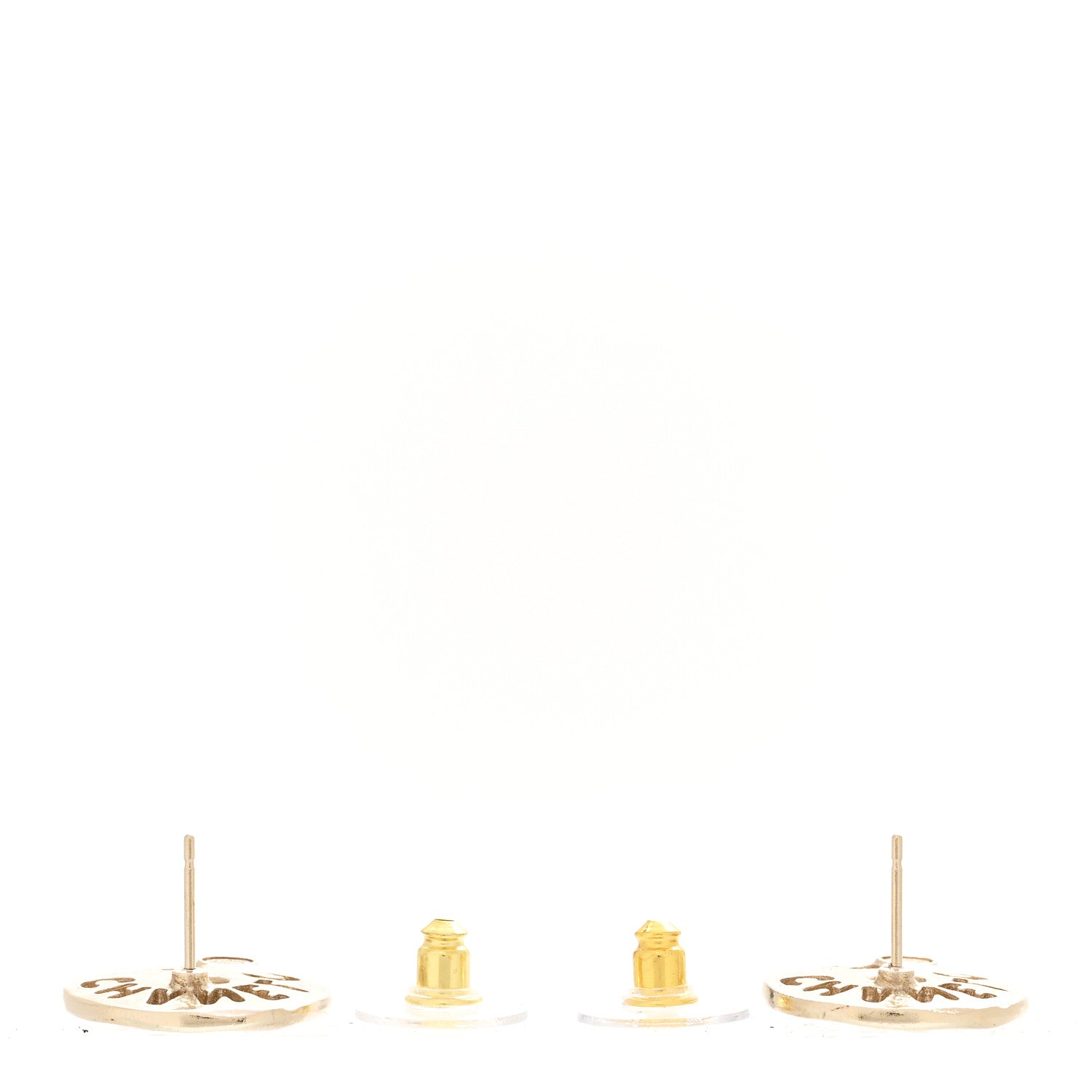 Chanel Crystal Pearl Papyrus Stud Earrings Gold Grey 3 of 4