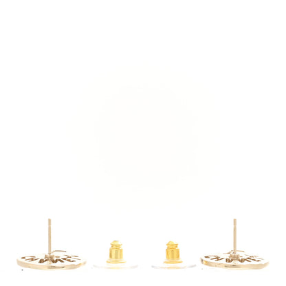 Chanel Crystal Pearl Papyrus Stud Earrings Gold Grey 3 of 4
