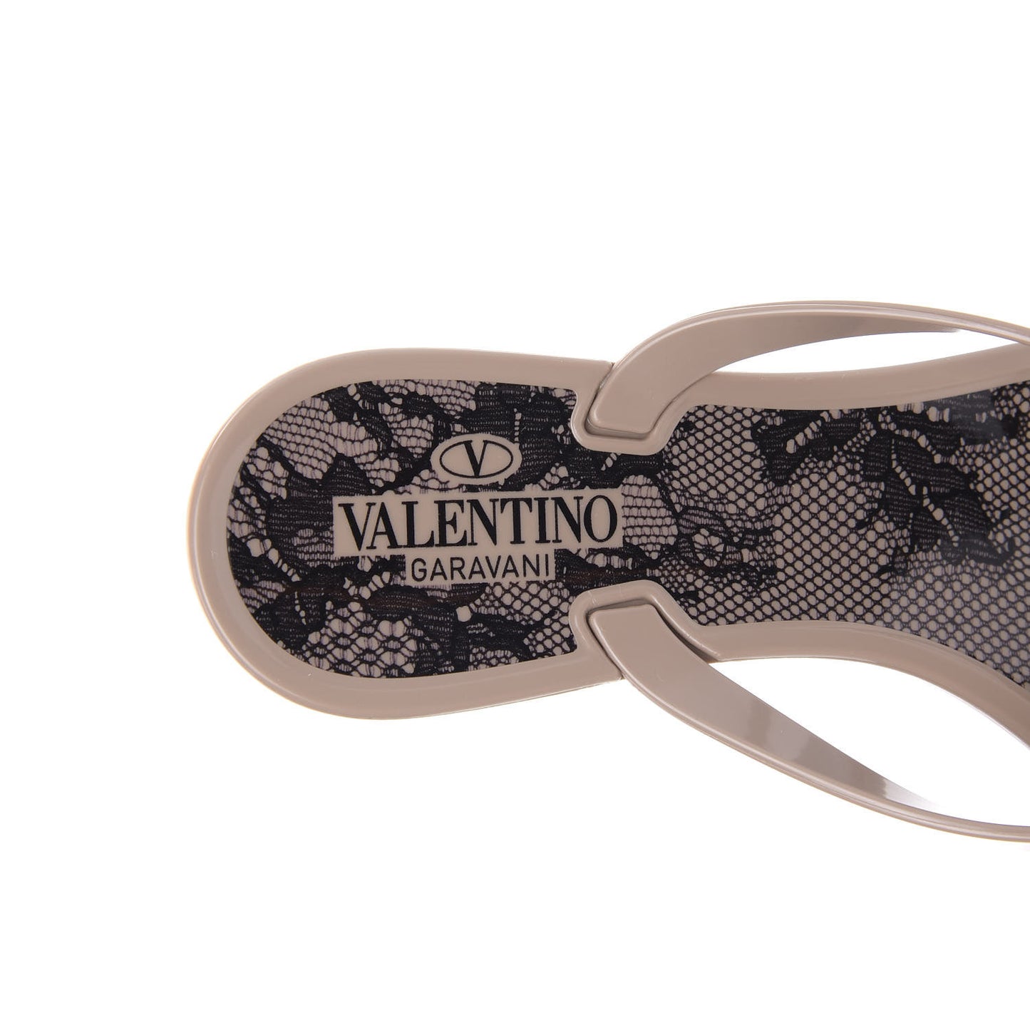 PVC Jelly Lace Print Bow Thong Sandals 36 Black Poudre