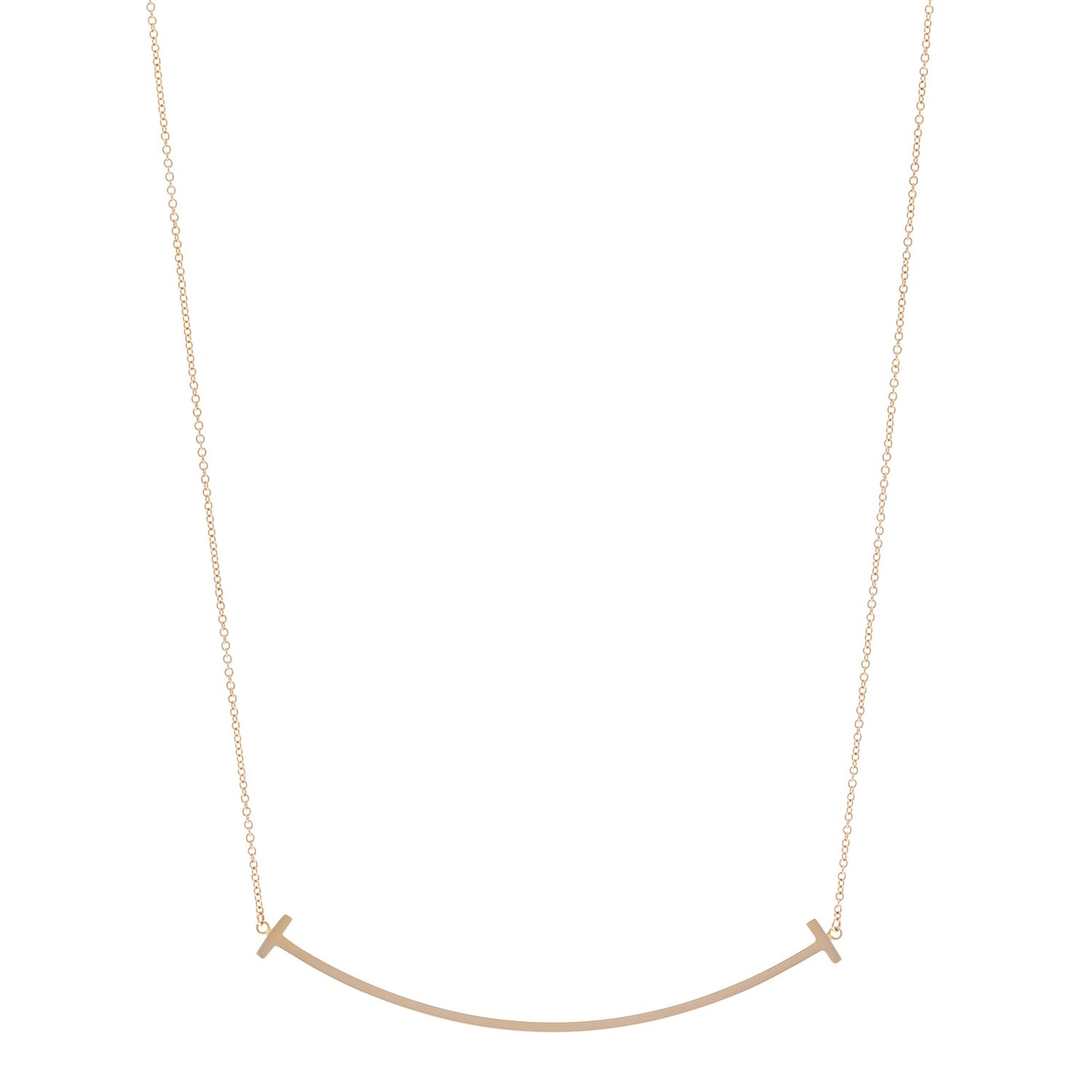 18K Rose Gold Large T Smile Pendant Necklace