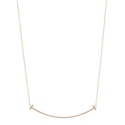 Tiffany 18K Rose Gold Large T Smile Pendant Necklace 1 of 4