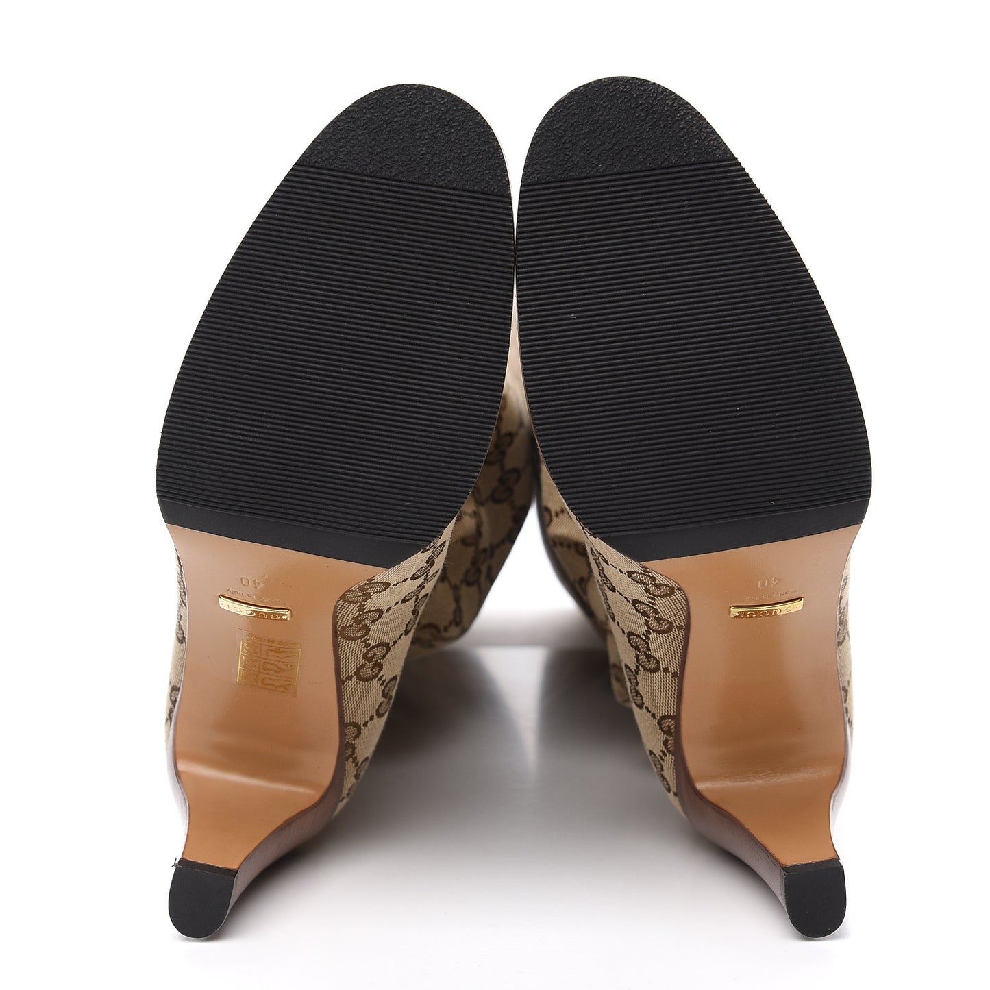 Monogram Lisa Mid Heel Boots 40 Beige Ebony