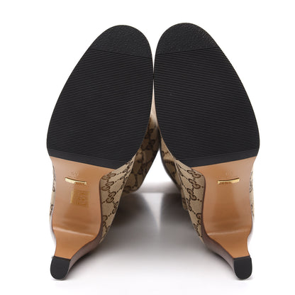 Gucci Monogram Lisa Mid Heel Boots 40 Beige Ebony 5 of 8