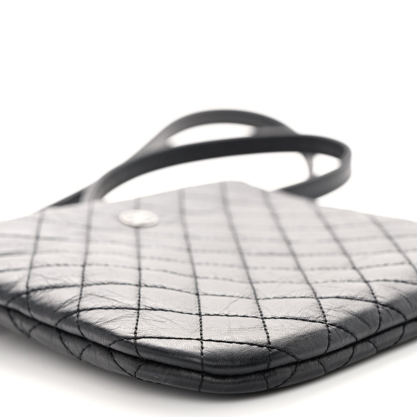 Aged Calfskin Quilted Crossbody Bag Black