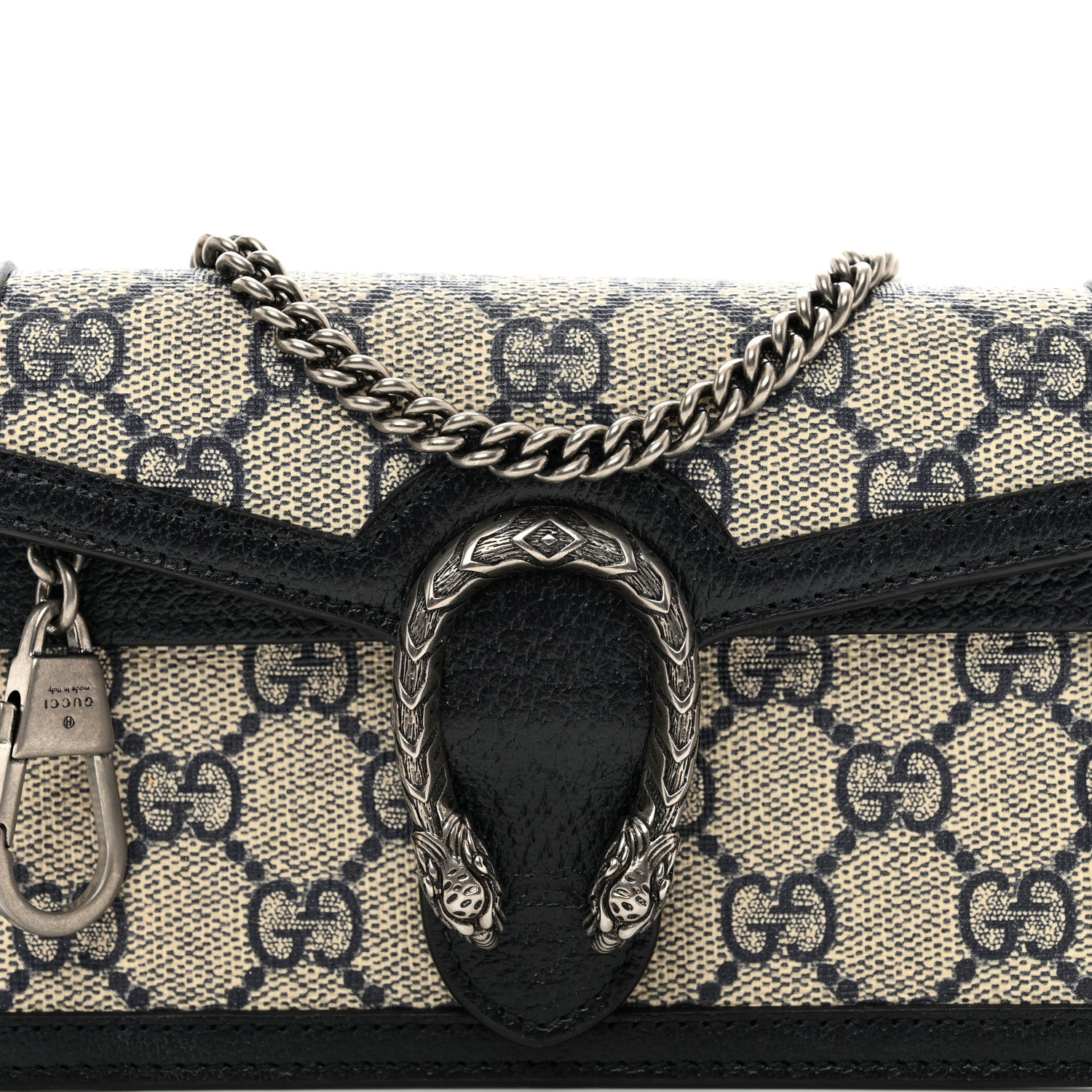 Gucci GG Supreme Monogram Textured Dollar Calfskin Super Mini Dionysus Shoulder Bag Beige Blue 5 of 9