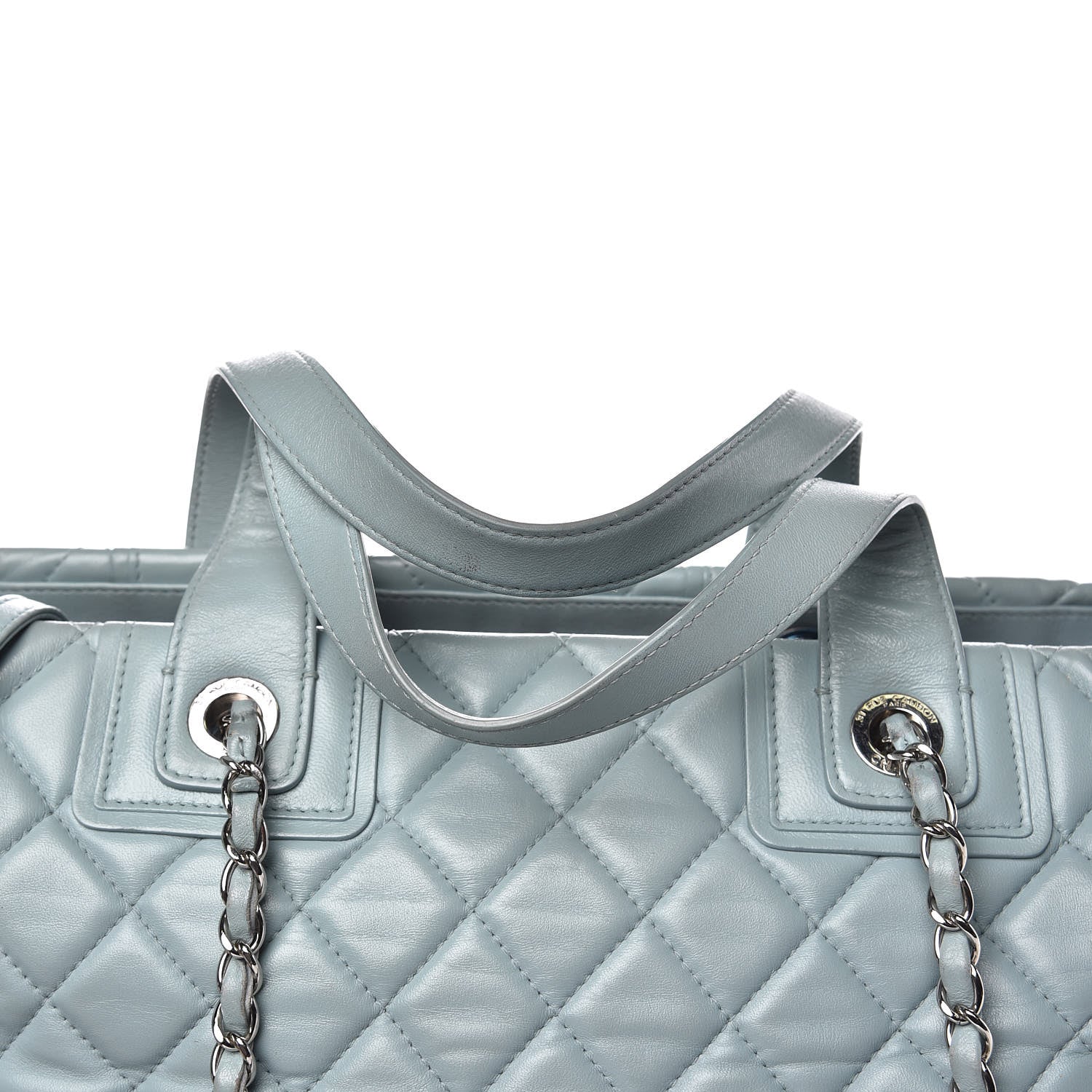 Chanel Lambskin Quilted Daily Shopping Tote Light Blue 15 of 19