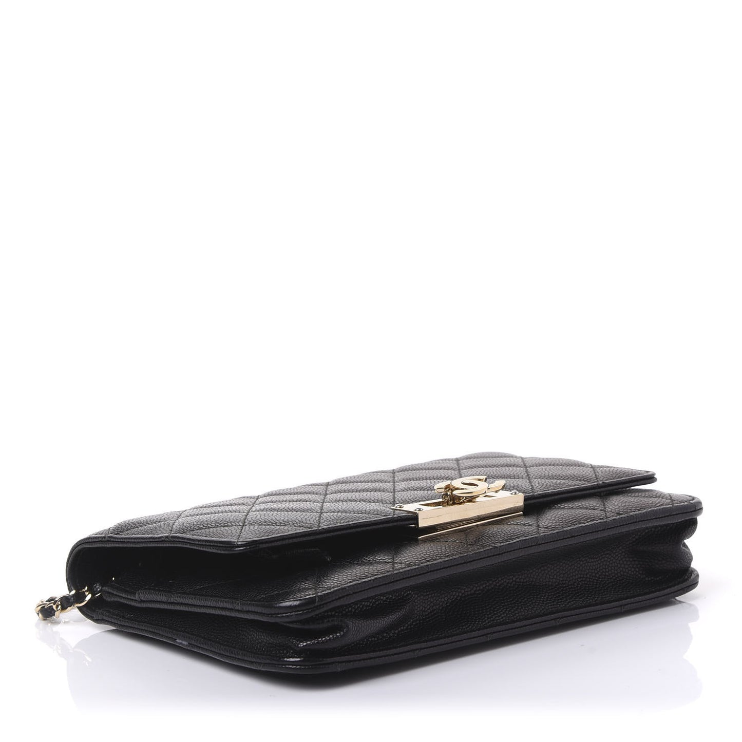 Caviar Quilted Golden Class Wallet On Chain WOC Black