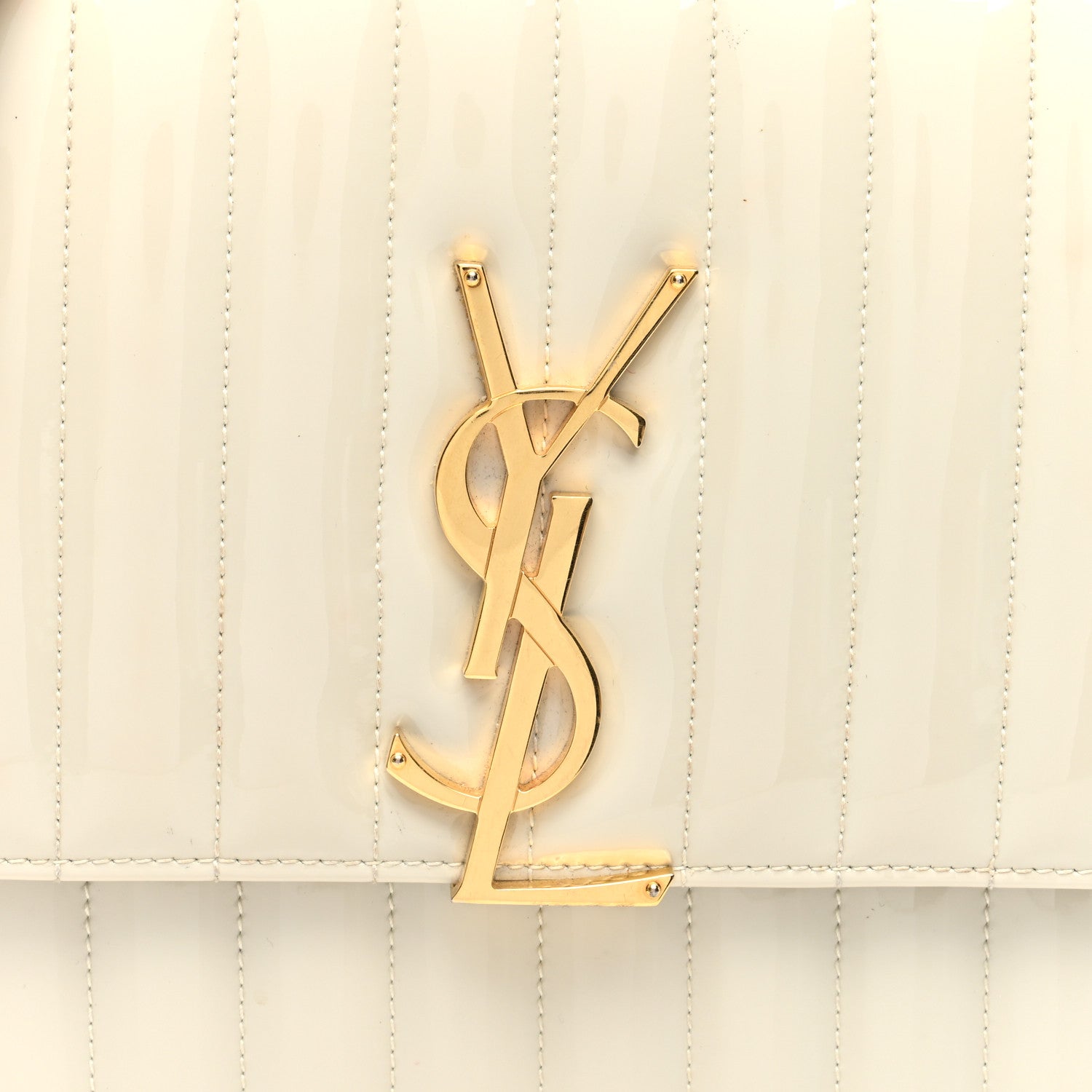 Saint Laurent Patent Matelasse Monogram Large Vicky Chain Bag Crema Soft 7 of 11