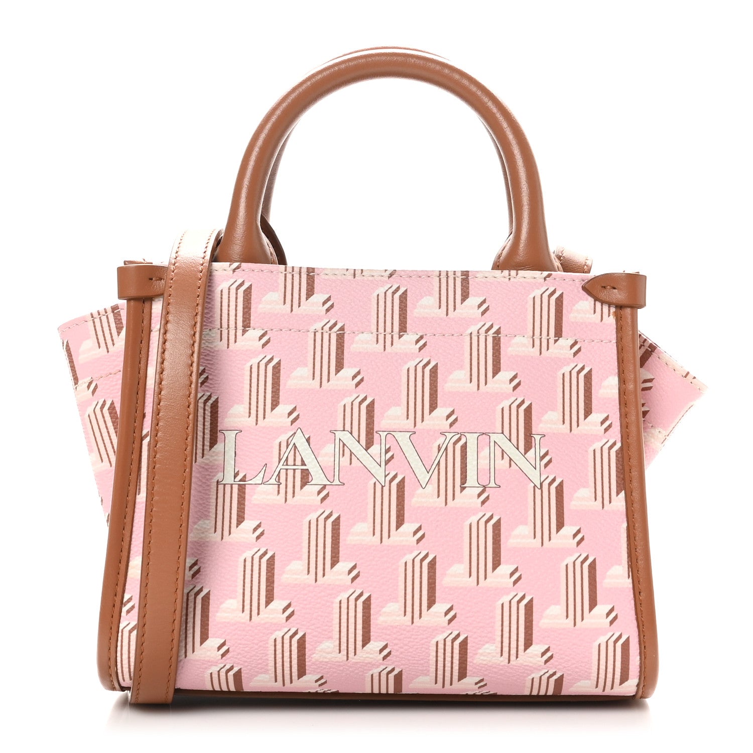 Lanvin Calfskin Canvas 3D JL Printed Nano In & Out Tote Pink 1 of 9