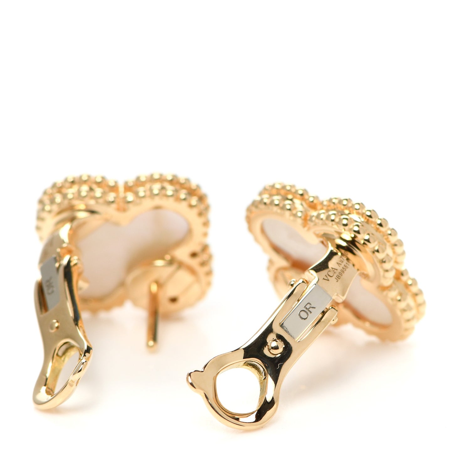 18K Yellow Gold Mother of Pearl Vintage Alhambra Earrings