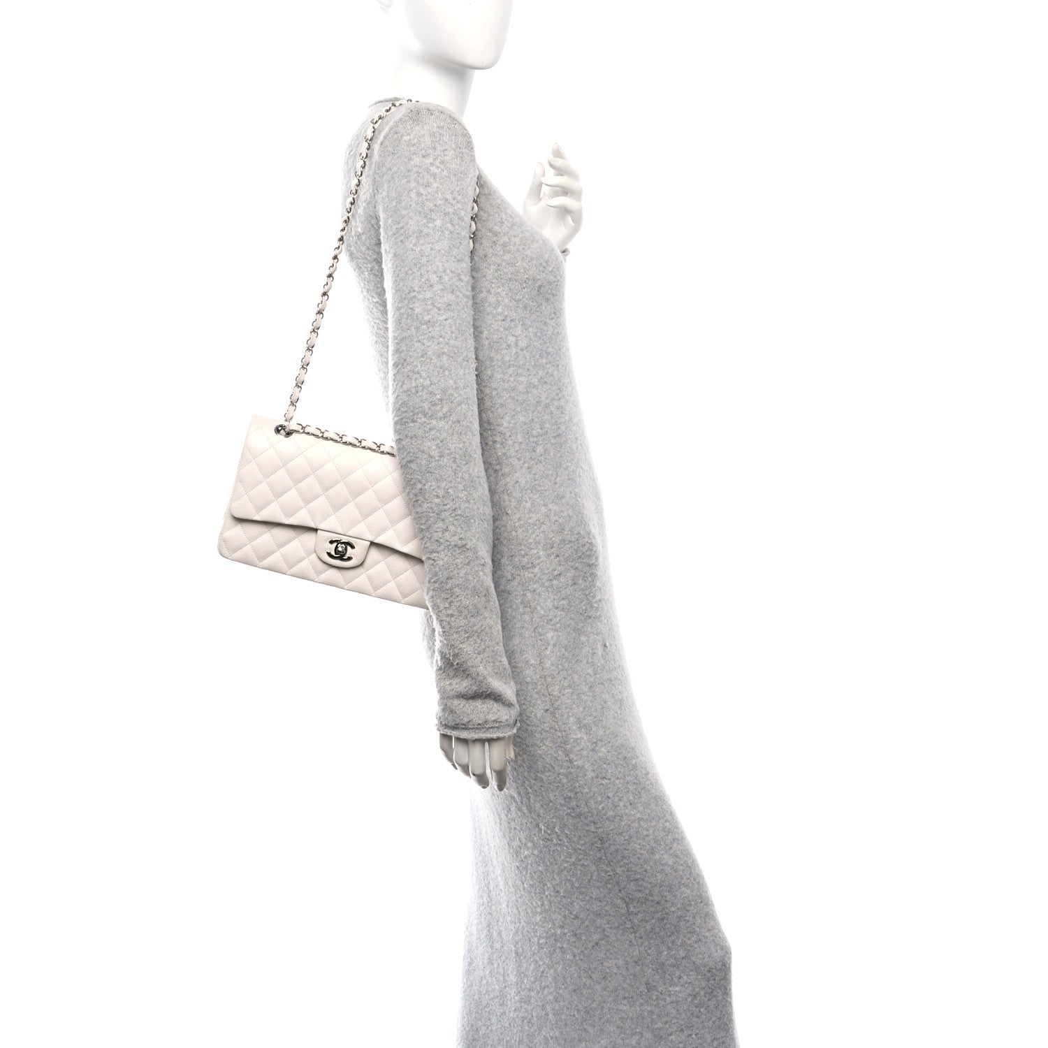 Chanel Caviar Quilted Medium Double Flap White 2 of 12