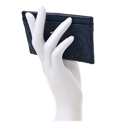 Chanel Lambskin Camellia Embossed Card Holder Navy 2 of 7