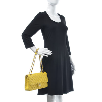 Chanel Lambskin Quilted Medium Double Flap Yellow 2 of 17