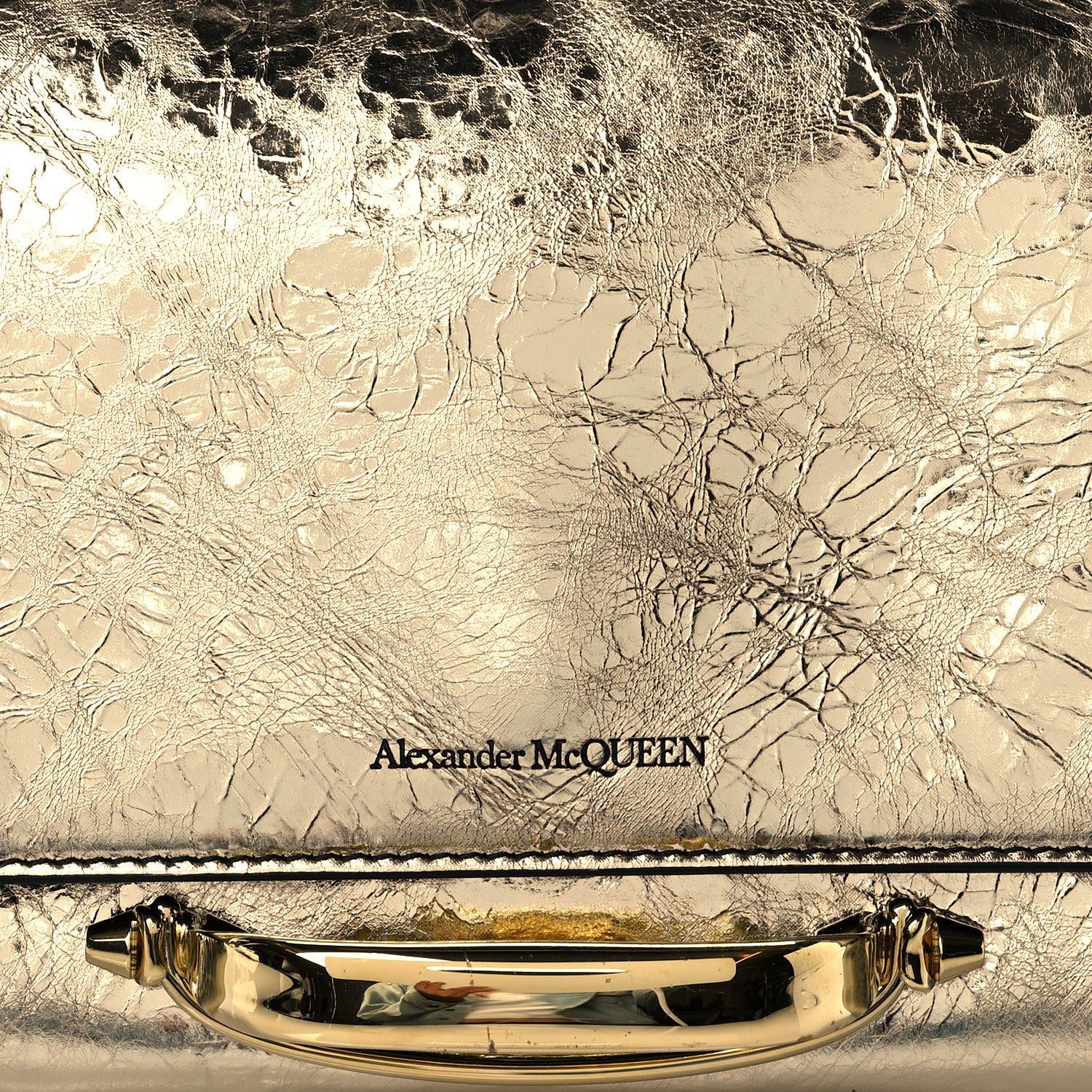 Alexander McQueen Metallic Crash Calfskin The Story Crossbody Bag Gold 7 of 9