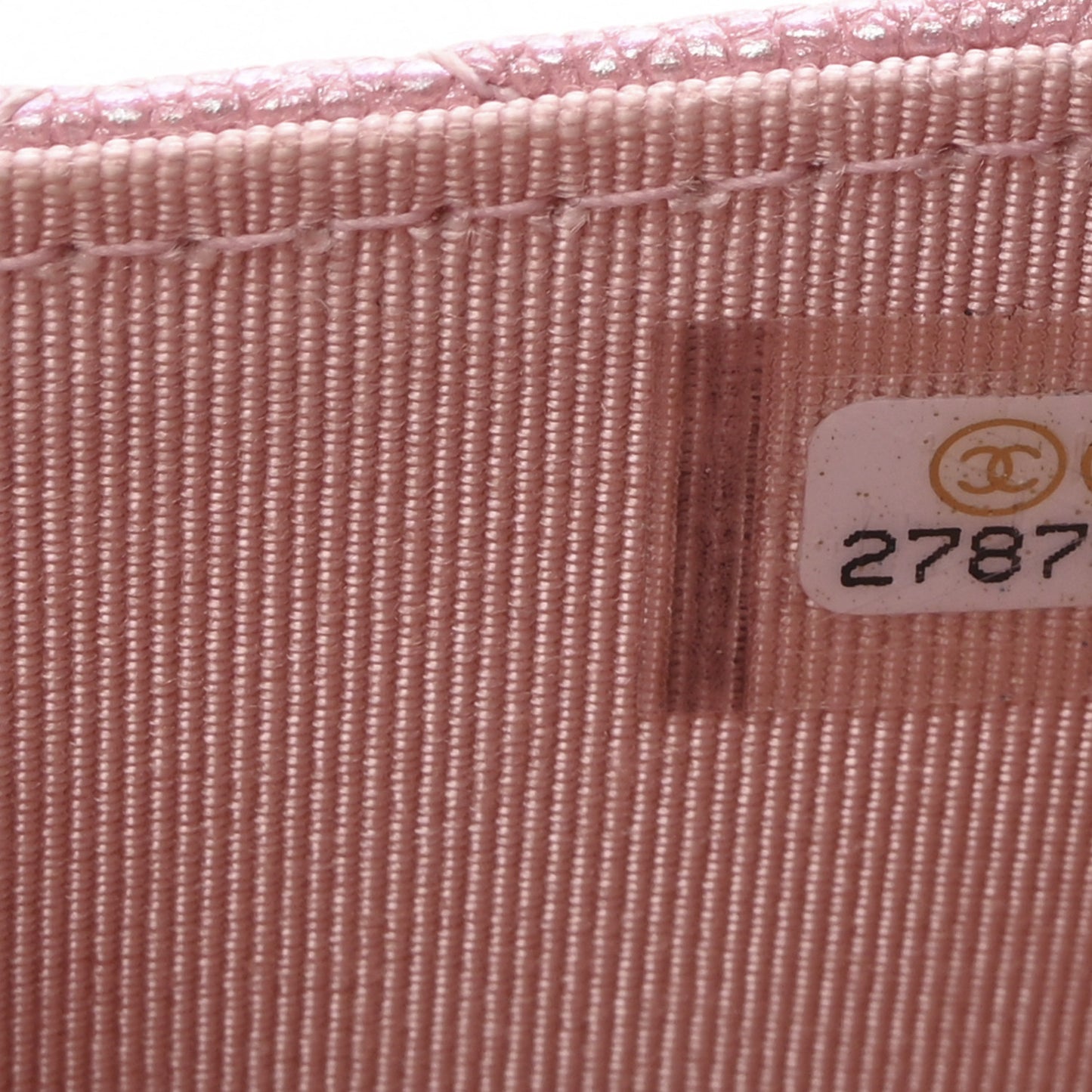 Iridescent Caviar Quilted Flap Card Holder On Chain Pink