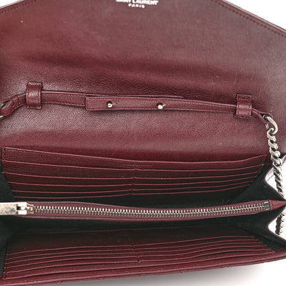 Saint Laurent Sheepskin Tri-Quilt Monogram Envelope Chain Wallet Burgundy 5 of 12