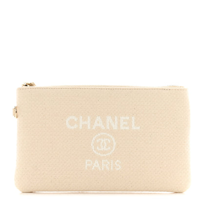 Chanel Mixed Fibers Small Deauville Pouch White 1 of 6