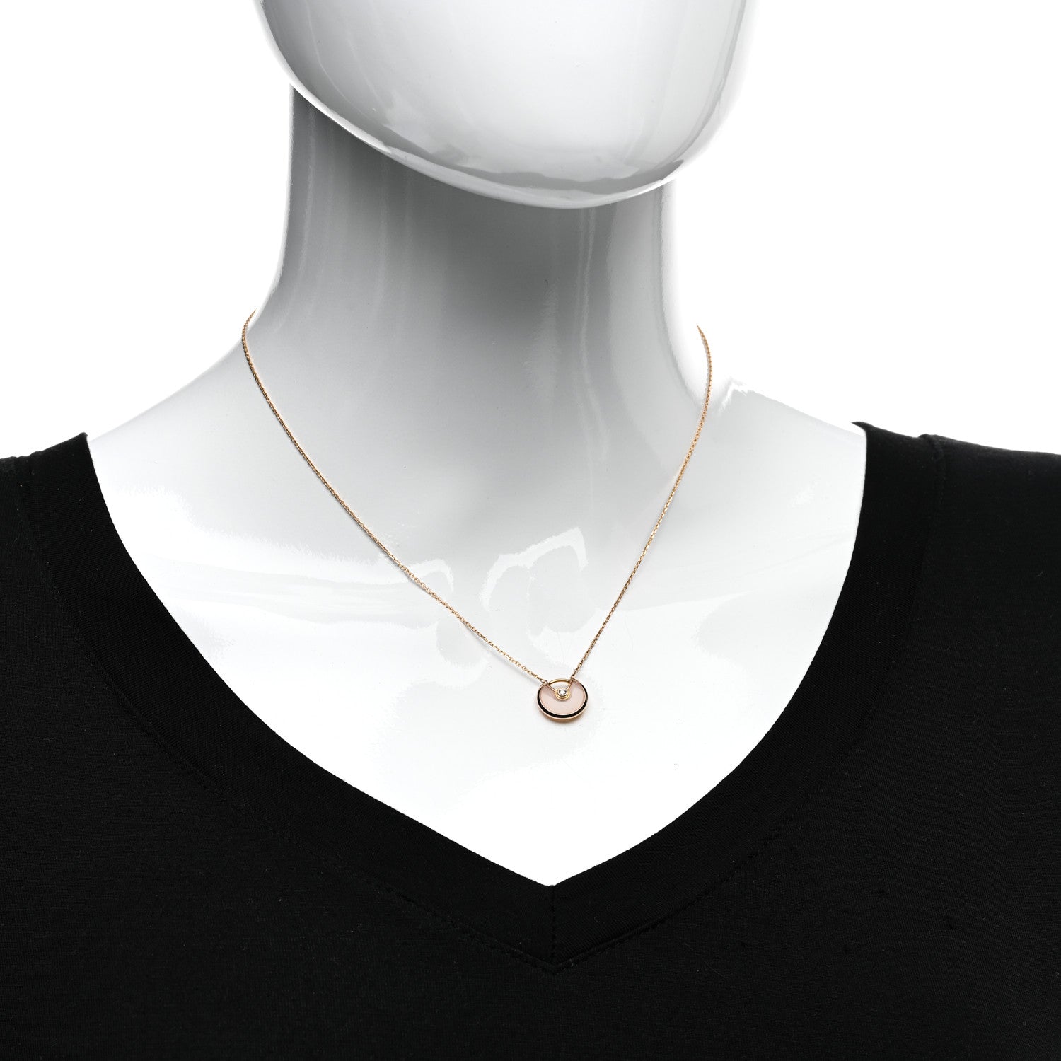 Cartier 18K Pink Gold Diamond Pink Opal XS Amulette de Cartier Pendant Necklace 2 of 4