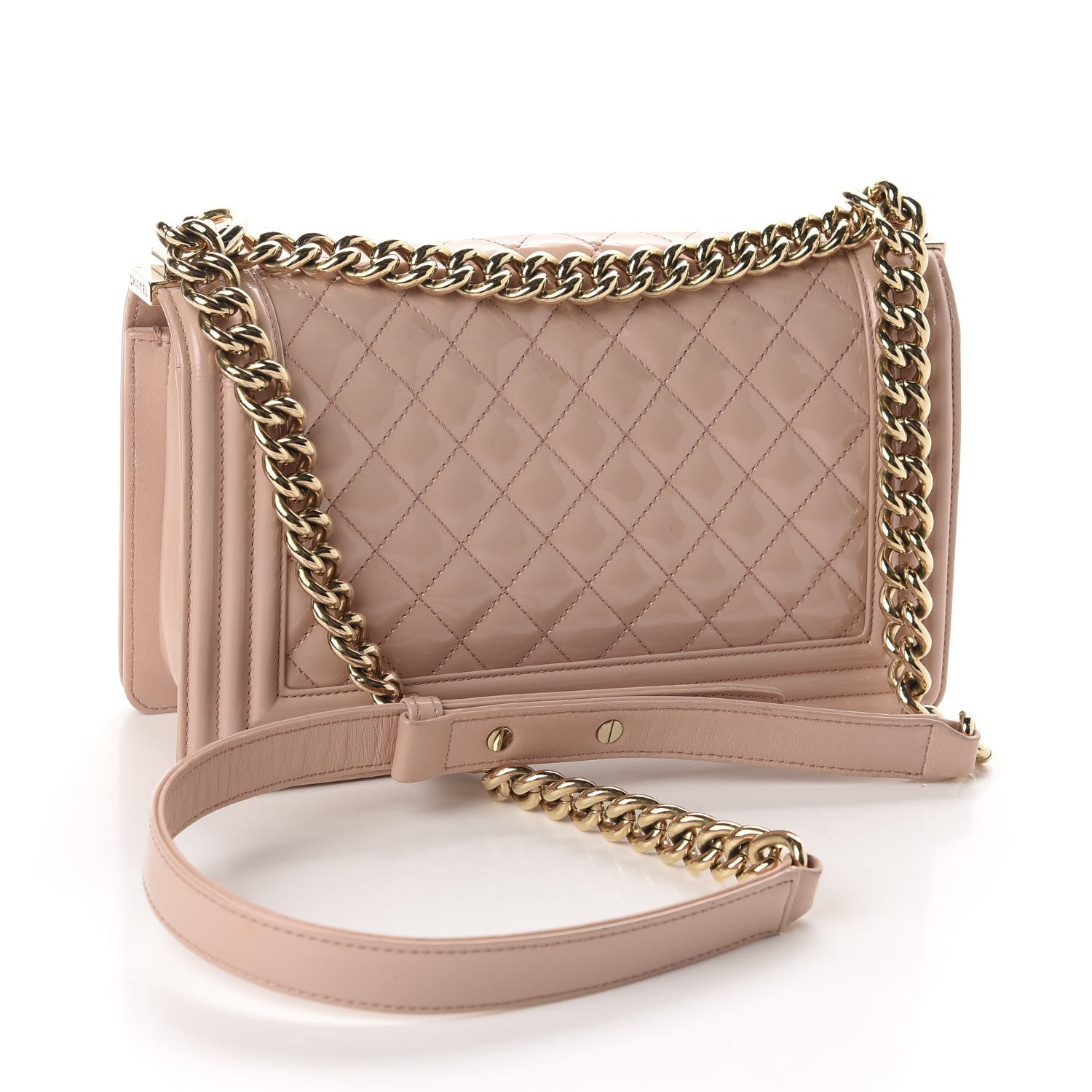 Chanel Patent Calfskin Quilted Medium Boy Flap Light Pink 4 of 13