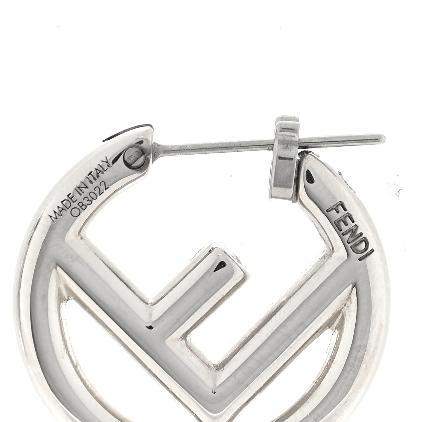 Metal FF Hoop Earrings Silver