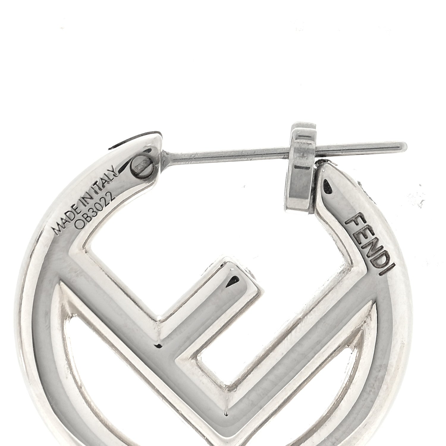 Fendi Metal FF Hoop Earrings Silver 3 of 3