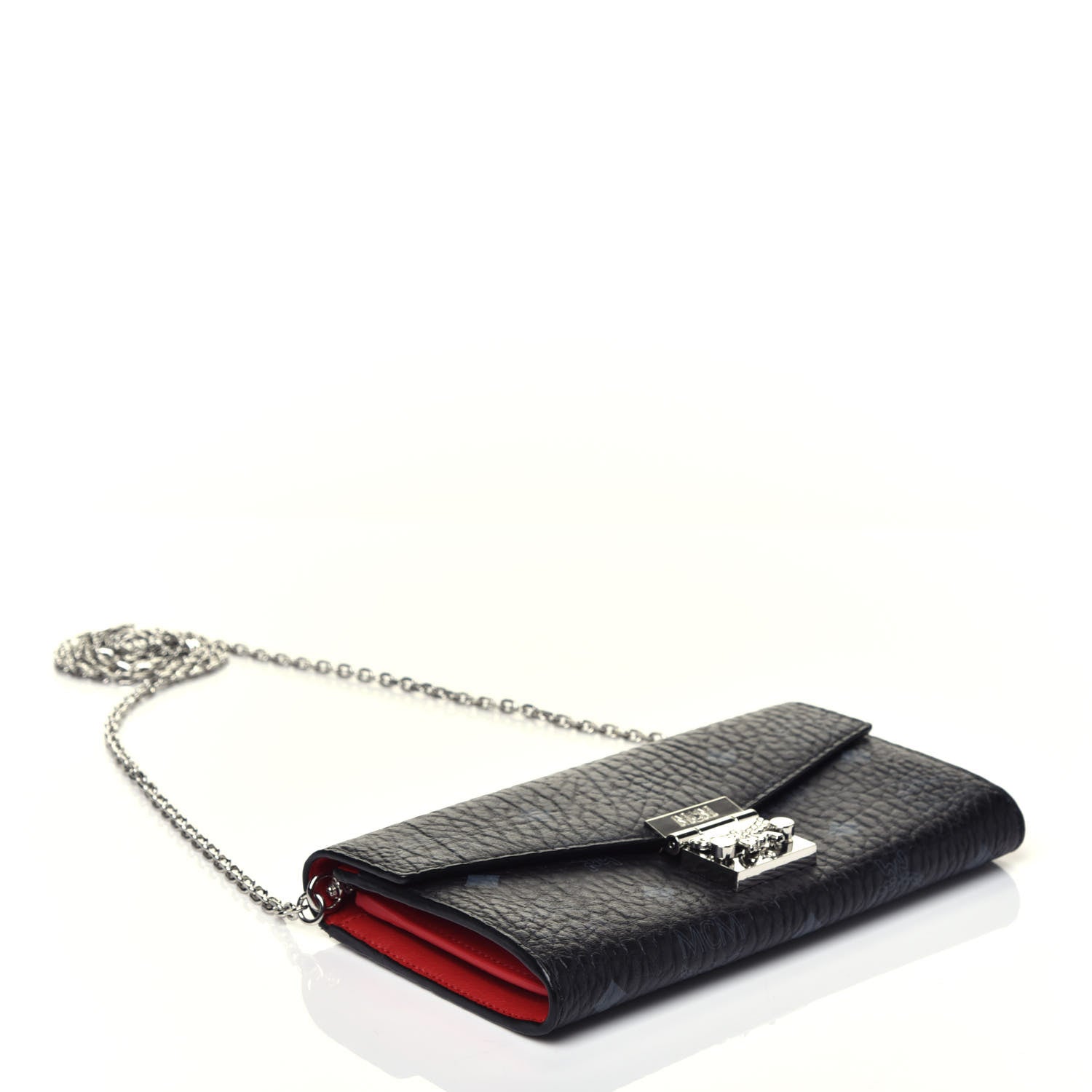 MCM Visetos Large Patricia Wallet On Chain Black Red 4 of 9
