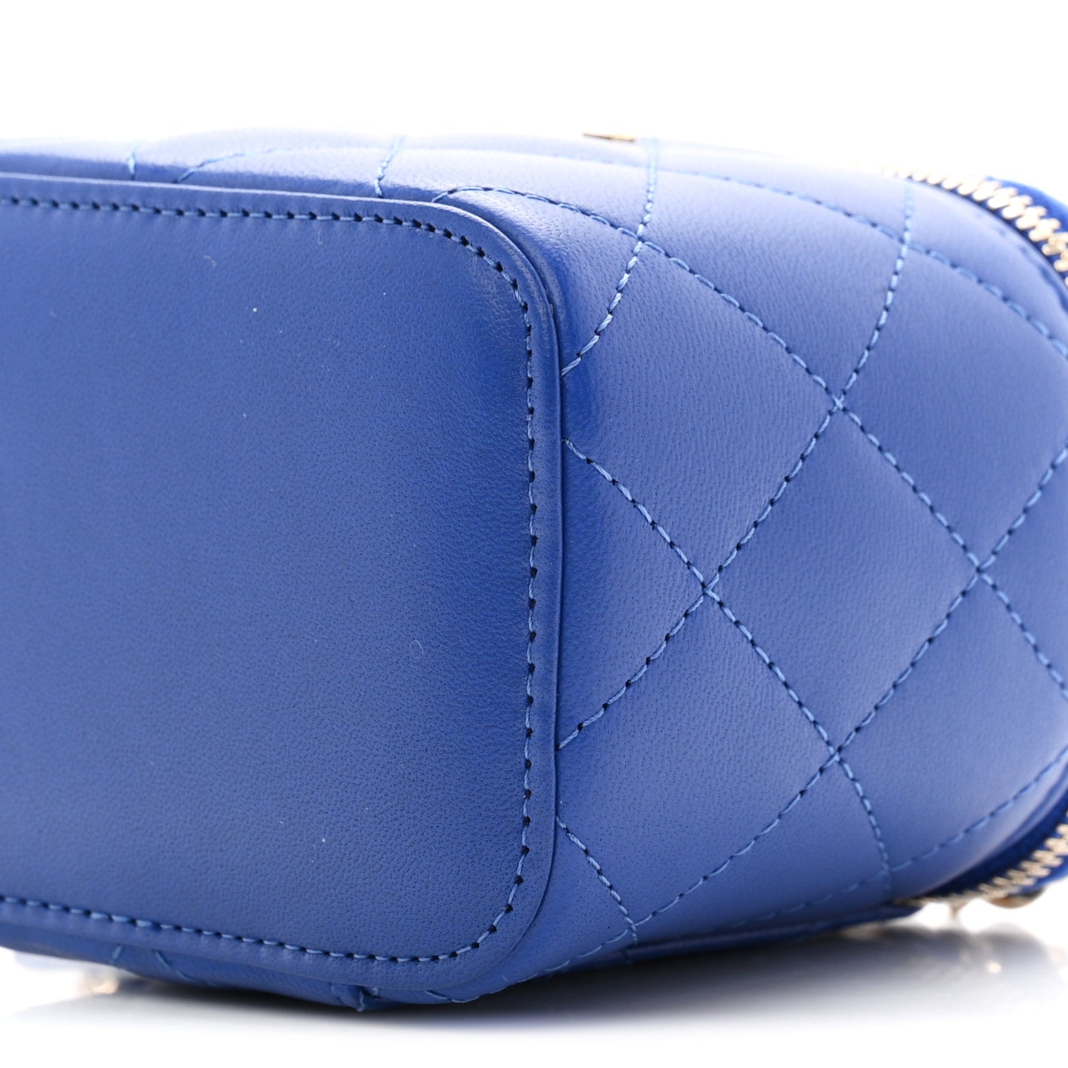 Chanel Lambskin Quilted Top Handle Mini Vanity Case With Chain Blue 10 of 11