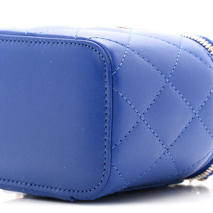 Chanel Lambskin Quilted Top Handle Mini Vanity Case With Chain Blue 10 of 11
