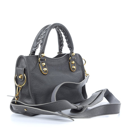 Balenciaga Chevre Gold Metallic Edge Hardware Mini City Gris Acier 3 of 10
