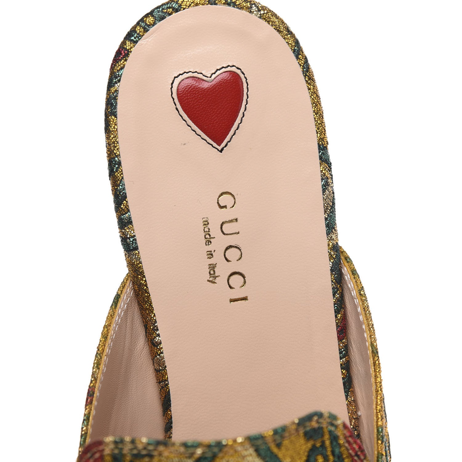 Gucci Iridescent Brocade Womens Princetown Slippers 39 Gold Multicolor 6 of 10
