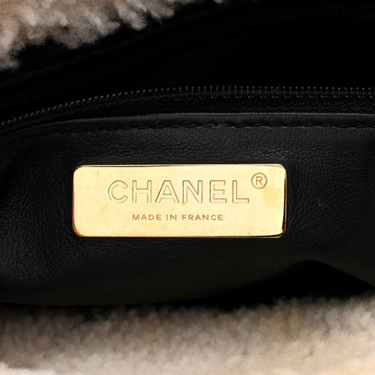Chanel Crumpled Calfskin Shearling Sheepskin Quilted Large Chanel 19 Flap Black 6 of 10