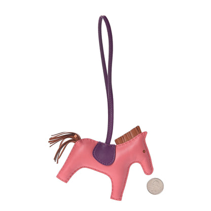Hermes Milo Lambskin Grigri Rodeo Bag Charm MM Rose Azalee Violet Pain D'Epice 2 of 5