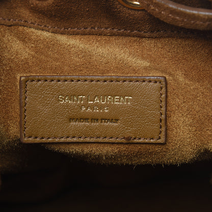 Saint Laurent Suede Calfskin Small Emmanuelle Fringe Bucket Bag Light Ocre 6 of 9