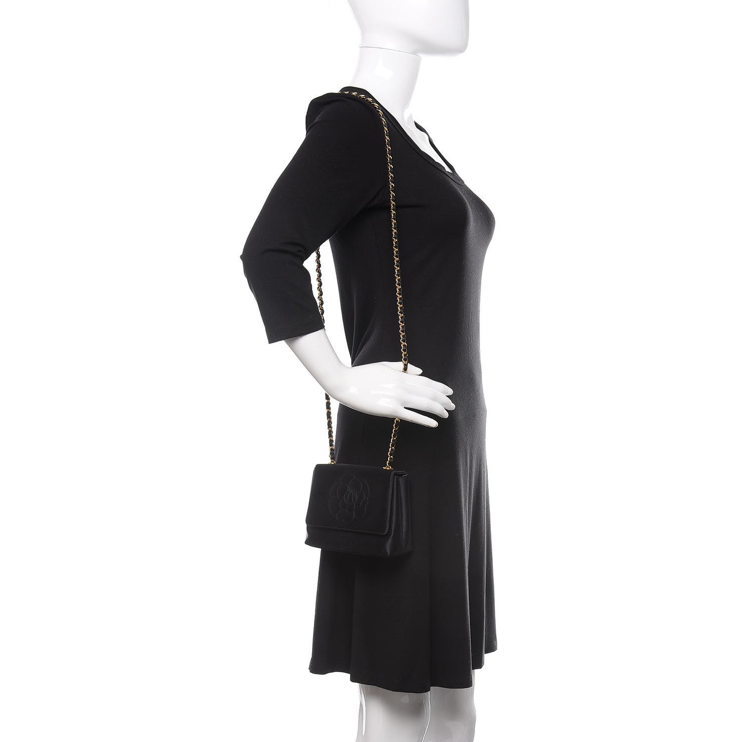 Satin Camellia Flap Black