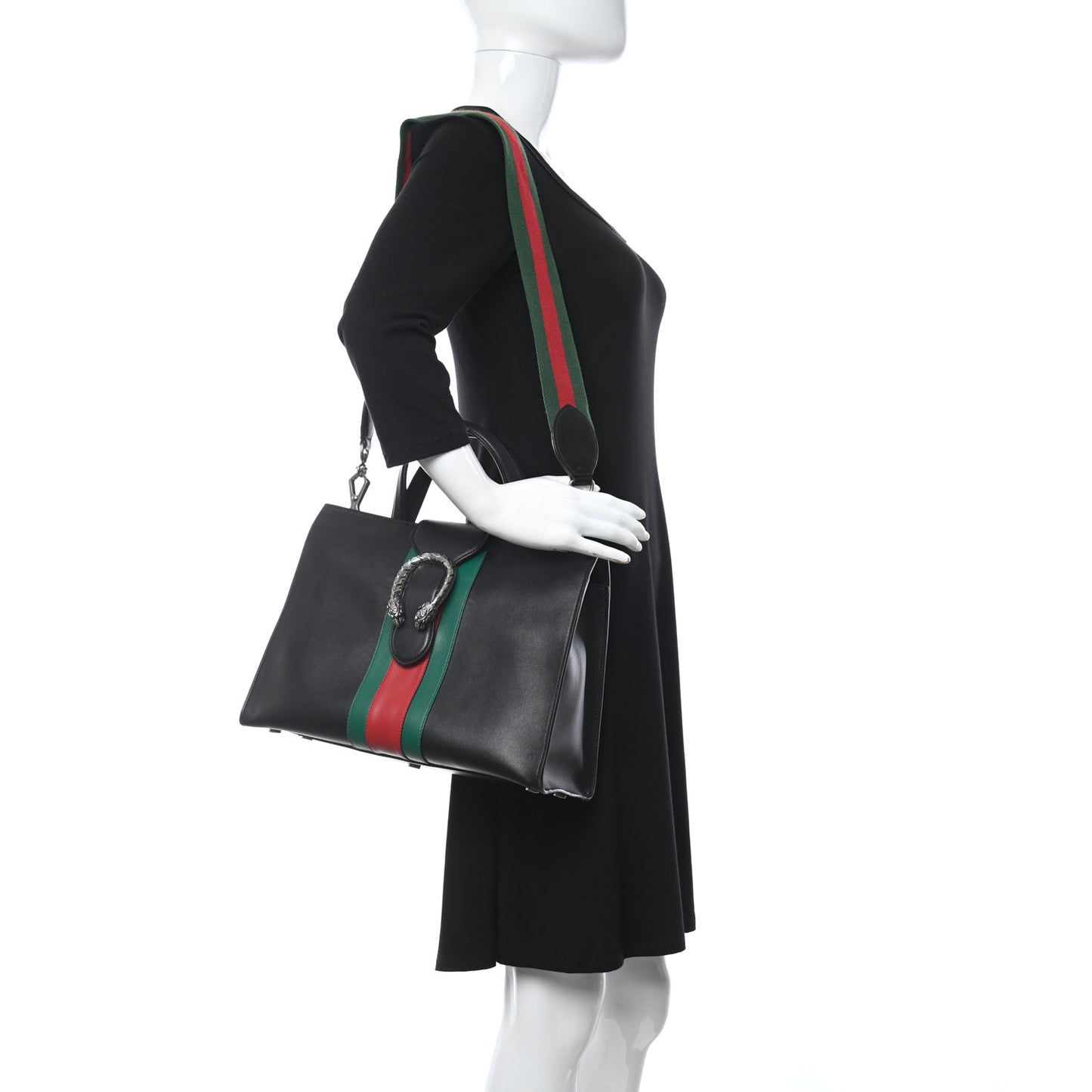 Calfskin Web Medium Dionysus Tote Bag Black