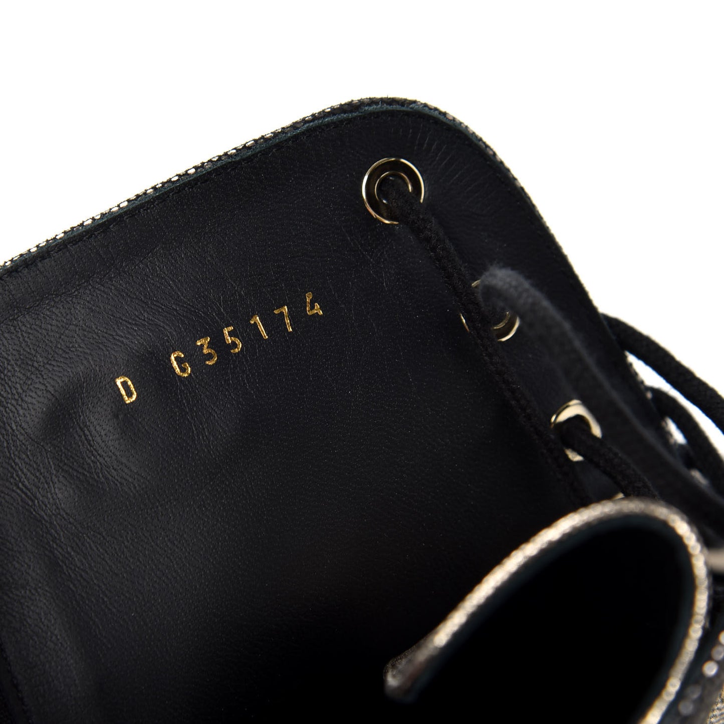 Laminated Calfskin CC Lace Up Short Boots 35.5 Gold Silver