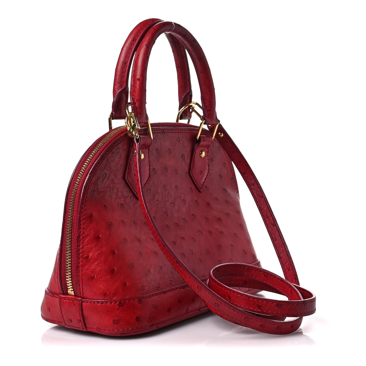 Louis Vuitton Ostrich Alma BB Red 2 of 5
