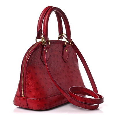 Louis Vuitton Ostrich Alma BB Red 2 of 5