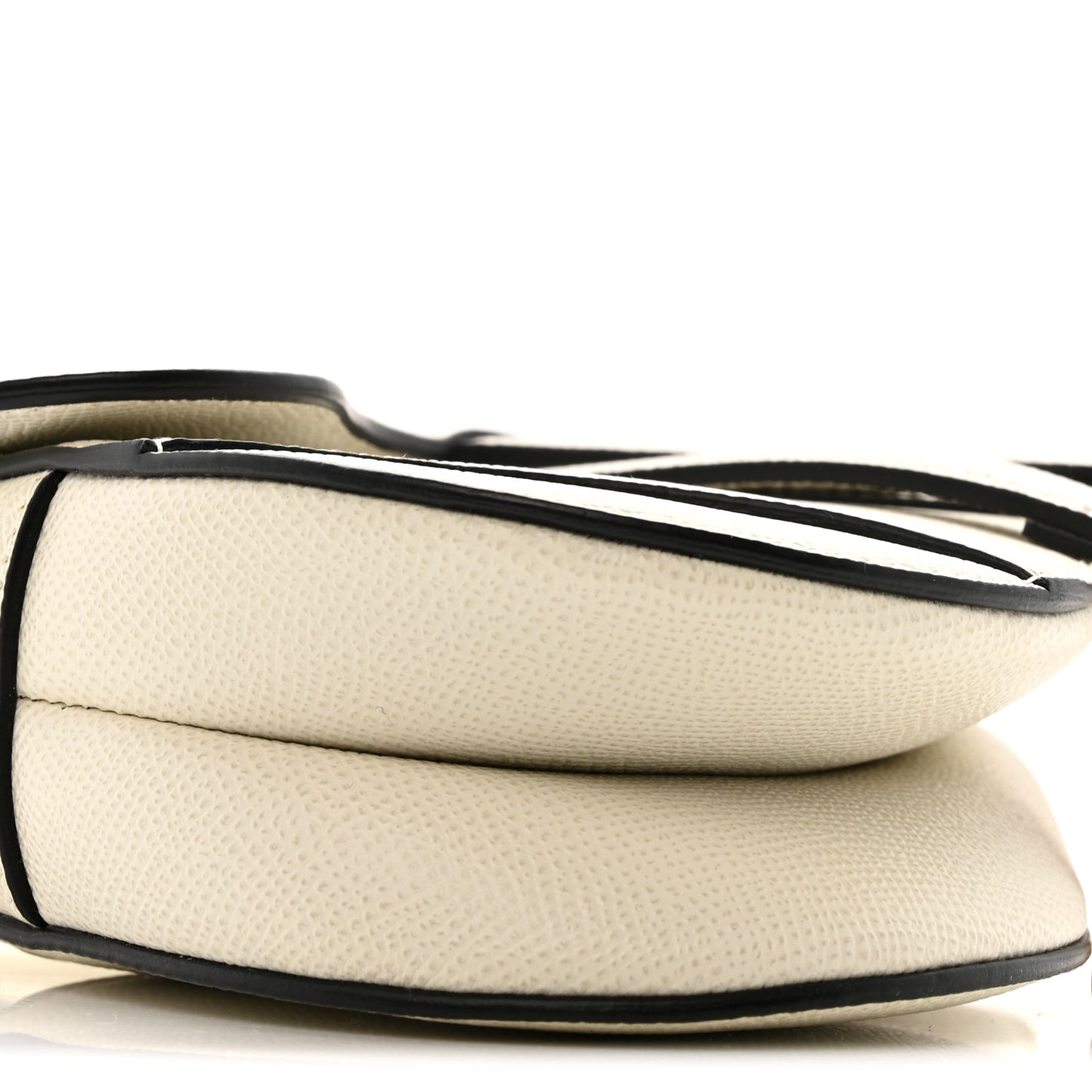 Grained Calfskin Mini Saddle Bag With Strap White