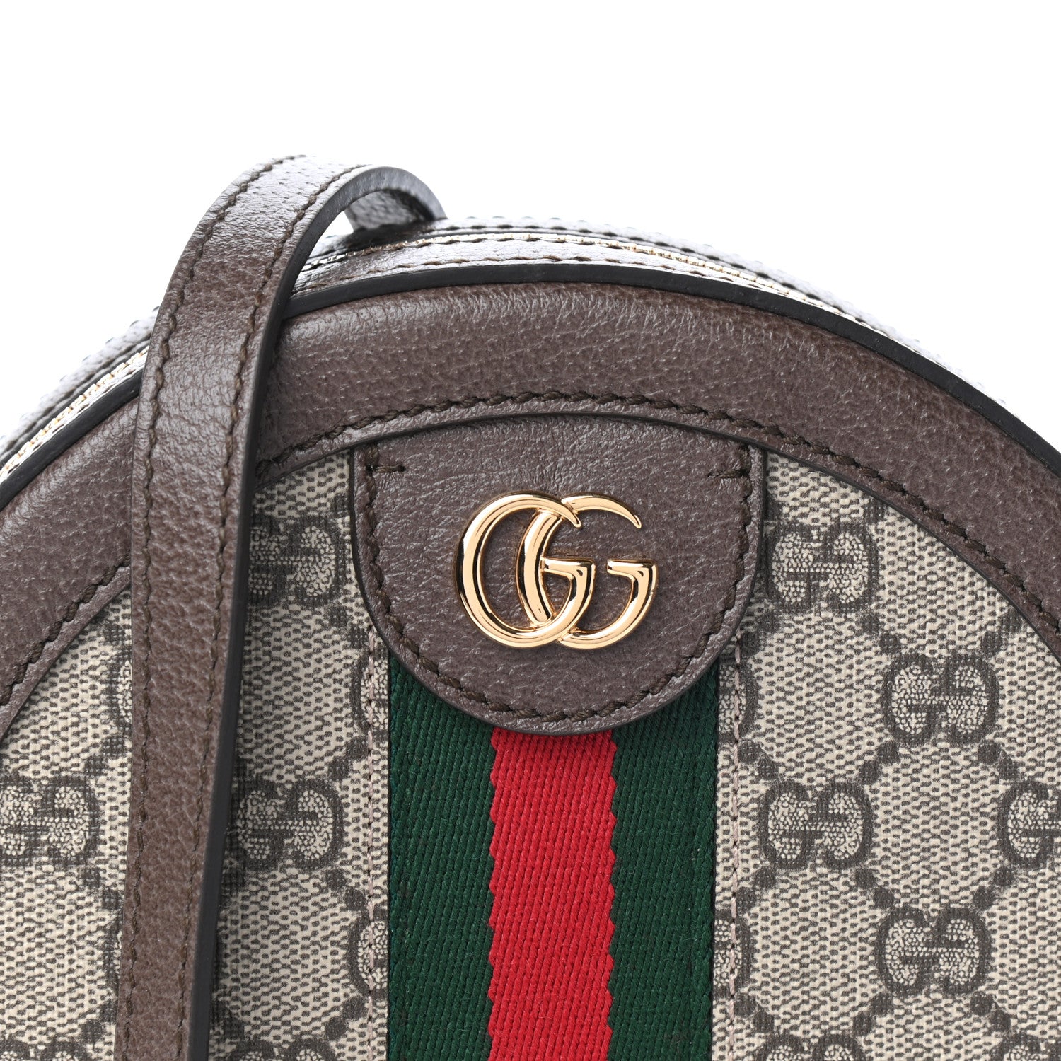Gucci GG Supreme Monogram Web Mini Ophidia Round Shoulder Bag Brown 7 of 9