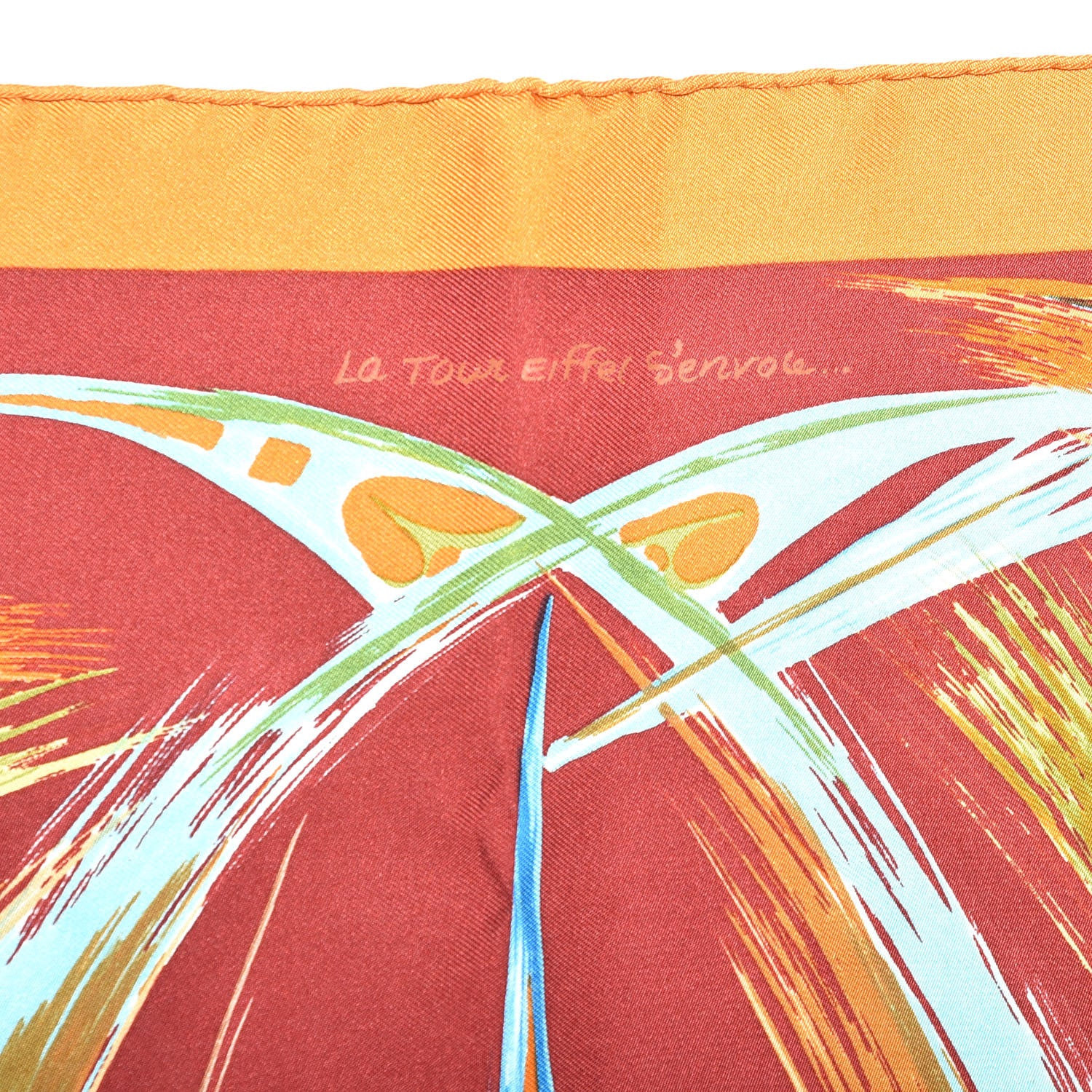 Hermes Silk Le Tour Eiffel S'Envole Pocket Square Scarf 3 of 5